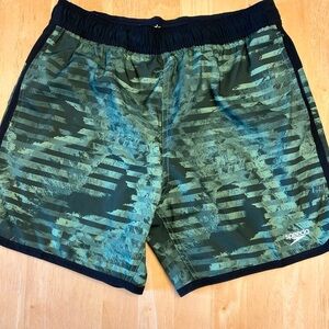 Speedo Green and Black Men's Swim Shorts